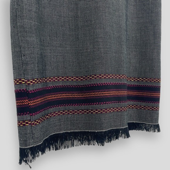 Vintage Simply Russell Midi Skirt Womens Straight Aztec Bohemian Frayed Hem 10 - Picture 3 of 9